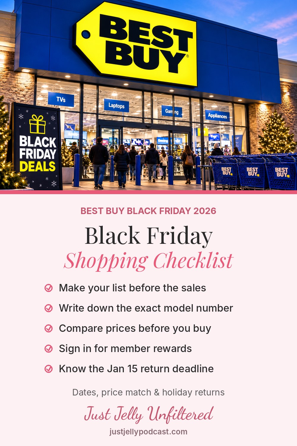 Pinterest pin: Black Friday Shopping Checklist, Best Buy Black Friday 2026