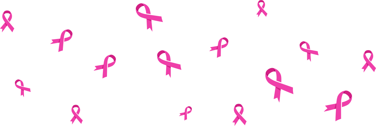 Scattered pink breast cancer awareness ribbons