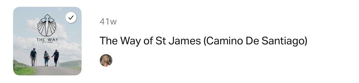 A completed Bible app plan titled 'The Way of St James, Camino de Santiago', marked complete forty-one weeks ago.